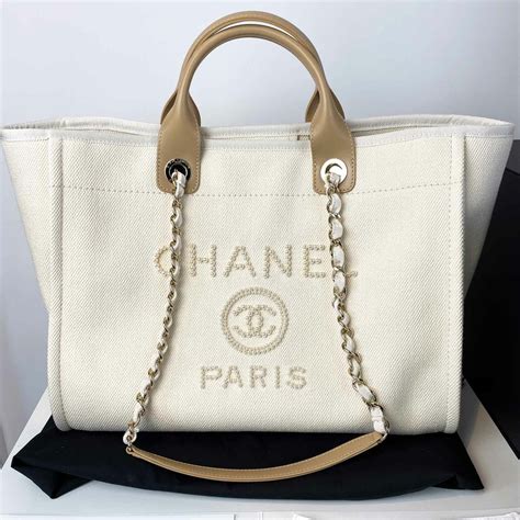 chanel deauville pearl ecru canvas tote|chanel deauville tote 2022.